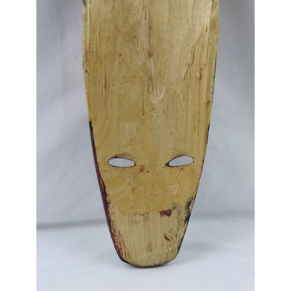 Hand Carved Hand Painted Wood African Tribal Mask Man Elephant  17" Tall - Picture 5 of 6